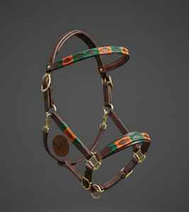 Cuerda de Sujeción para Caballos de Estilo Inglés de Primera Calidad |   Cabestro de Cuero para Caballo |   Diseño argentino bordado a mano |   Herrajes de Latón - Product Image 1