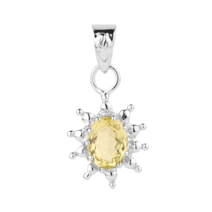 จี้พลอยซิทรินธรรมชาติสำหรับผู้หญิงจาก Shah Gems เงินแท้ 925 รูปดาวประดับเพชร ชุบโรเดียม พร้อมสร้อยคอโรสโกลด์ ดีไซน์ทันสมัย - Product Image 1