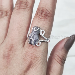 เครื่องประดับหินหยาบแหวนสำหรับผู้หญิงแหวนพลอยแทนซาไนต์ธรรมชาติ December birthstone ฮิปฮิปฮิปปี้ลวด925แหวนเงินสเตอร์ลิง - Product Image 2