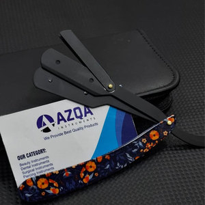 Navaja de Afeitar Profesional Plegable, Cuchillo de Afeitar para Barbería, Mango con Estampado Floral, Acero Inoxidable, Afeitado Manual en Húmedo - Product Image 4