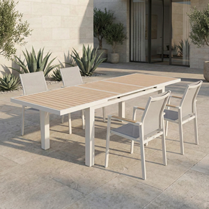 Table à manger extérieure moderne <span class=keywords><strong>en</strong></span> alliage d'aluminium léger extensible, <span class=keywords><strong>longueur</strong></span> réglable, résistante aux intempéries, parc, patio, <span class=keywords><strong>jardin</strong></span> - Product Image 5