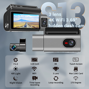 Caméra embarquée Carlover 4K <span class=keywords><strong>Fisheye</strong></span> 3 canaux, caméra embarquée 4K AI pour voiture, caméra embarquée 3 canaux 5G WIFI, caméra embarquée 4K+1K+1K pour voiture - Product Image 3