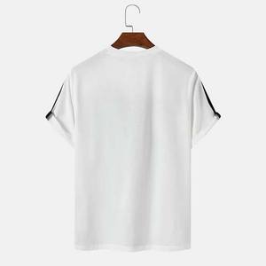 Camisetas de cuello redondo de gran tamaño impresas personalizadas para hombres 100% algodón de talla grande Color bloqueado peso pesado 220 gramos camisas casuales en blanco - Product Image 2