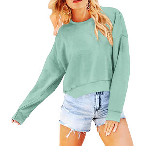 Sudaderas con capucha informales ecológicas de la mejor calidad para mujer, tejido de poliéster/algodón, venta al por mayor, cuello redondo, cultivo hecho en Pakistán - Product Image 1