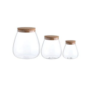 Bocal transparent Pots cosmétiques Pot en plastique de 80ml-1000ml avec couvercle en bois Bocaux en verre de stockage de cuisine transparent transparent - Product Image 2