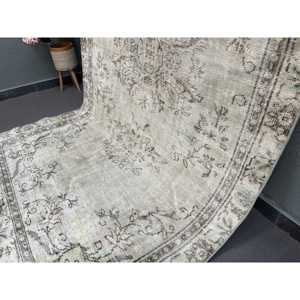 พรมวินเทจขนาด 5.4x9.1 ฟุต พรมตุรกีขนาดใหญ่ สีเบจ-น้ำตาล ลายต้นไม้และพืช พรมขนสัตว์ - Product Image 3