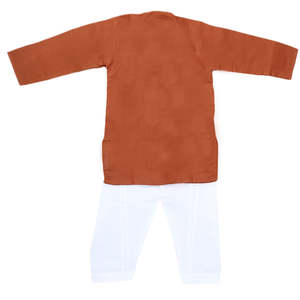 Traje Kurta Shalwar Bordado para Niños - Marrón Oscuro - Product Image 5