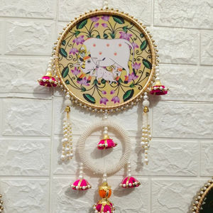 Perlé Shree Nath Ganesha Krishna Hindou Dieu Tenture Murale Temple Décoration Porte Latérale Suspendue pour Festival Mariages et Décors - Product Image 1