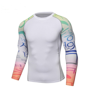 <b>Mens</b> <b>Tight</b> Fit Compression Rash Guard Long Sleeve Shirt Quick Dry UV Protect Custom Logo running clothes jogging wear - Product Image 1