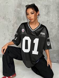 Col en V personnalisé surdimensionné maille T-shirts respirant unisexe personnalisé Sublimation rétro Streetwear T-shirts vente en gros hommes T-shirts - Product Image 2