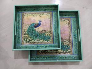 Elegante bandeja redonda de MDF con patrón elegante, perfecta para mesas de comedor, cocinas y despensas de oficina diarias - Product Image 6