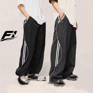 Custom Streetwear Windbreaker men's pants Casual Breathable Side Stripe Drawstring Summer Waterproof Plus Size <b>Athletic</b> Bottoms - Product Image 2