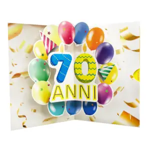 70 년 생일을위한 팝업 카드 이탈리아 디자인 인사말 카드