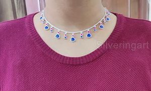 Women's <b>Necklace</b> Natural Multi Enamel/Meenakari Gemstone Christmas Wedding Handmade Jewelry 925 Sterling <b>Silver</b> Chain <b>Necklace</b> - Product Image 2