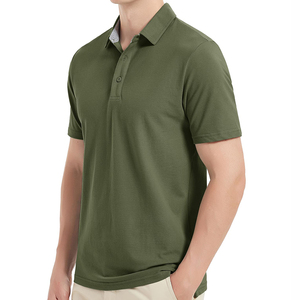 Usine directe haute qualité hommes Golf Polos 100% coton à manches courtes imprimé coupe ample demi goutte épaule T-Shirts sur mesure - Product Image 5