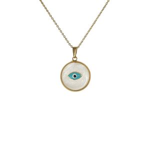 Collier à pendentif en métal doré design mauvais œil - Product Image 1