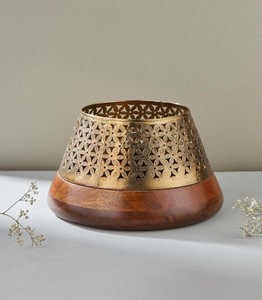 Support de lumière T en métal en laiton avec Base en bois pour la maison salon dessus de Table décoratif fête de mariage Festival décor de noël - Product Image 3