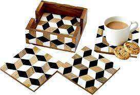 Juego de Posavasos Decorativos con Incrustaciones de Nácar para Café y Té, Venta al por Mayor - Product Image 3