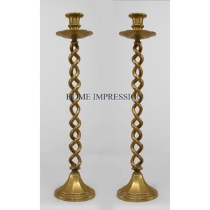 Bougeoirs de table décoratifs de mariage et d'événements en laiton massif plaqué or Bougeoirs en métal de grande taille de qualité supérieure - Product Image 2