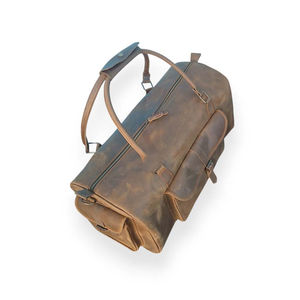 Sacs de voyage vintage en cuir véritable Crazy Horse pour hommes et femmes, grande taille, multi-poches, poignée supérieure, fermeture éclair, week-end - Product Image 2