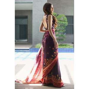 Sari de satén violeta vintage - Product Image 5