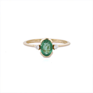 Dernière collection Bague en or jaune massif 14K avec pierres précieuses Bague de déclaration en diamant émeraude naturel Cadeau d'anniversaire de mariage pour les femmes - Product Image 1