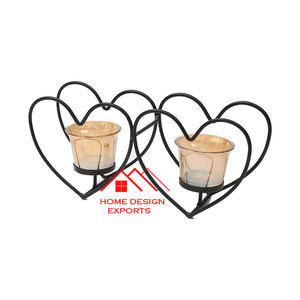 <b>Heart</b> <b>Shaped</b> t Light Candle Holder in Black Finished for Table <b>Top</b> Decoration & Dinner Table Decor Elevated Design - Product Image 1