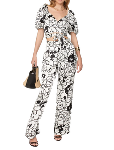 Ventes à l'exportation Vêtements et accessoires Pantalons à fleurs noir et blanc pour filles Collection d'usure quotidienne à vendre - Product Image 3