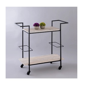 Double Story Portable <b>Trolley</b> with Wheels Mobile Vintage Style Glass Metal <b>Serving</b> <b>Trolley</b> <b>Serving</b> Cart Manufacturer Wholesale - Product Image 3