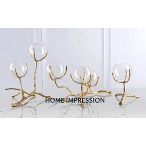 Nouvelle conception à la recherche magnifique bougeoir martelé miroir poli or aluminium poignées métal chandelier support support - Product Image 6