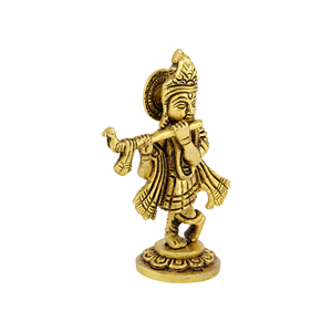 Tượng đồng chúa <span class=keywords><strong>krishna</strong></span>, tượng thần tượng murli manohar <span class=keywords><strong>krishna</strong></span> | thần tình yêu thổi sáo, 10 cm, vàng - Product Image 4
