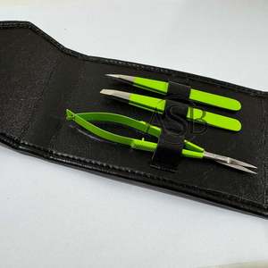 Pinzas para cejas verde claro Logotipo personalizado Pinzas para cejas con puntas puntiagudas inclinadas de acero sostenible con tijera de resorte - Product Image 6