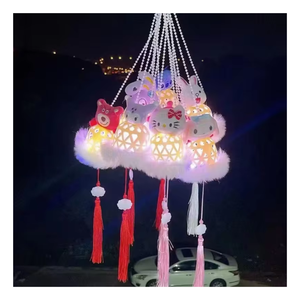 Hermosos recuerdos artesanales de regalo de bambú/ratán, Bola de ratán/linterna con oso de peluche tejido/conejo para el Festival del Medio Otoño - Product Image 1