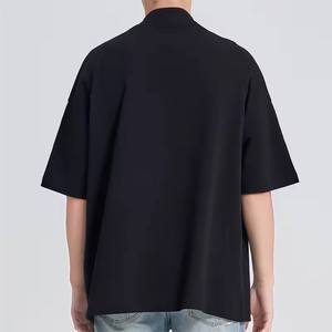 เสื้อยืดคอกลมสะพายไหล่ทรงหลวมสำหรับผู้ชายเสื้อ100% ผ้าฝ้ายเนื้อหนาแบบปรับแต่งได้แนวสตรีท - Product Image 2