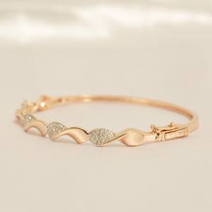 Promise Fine Charm Bracelet con diamantes de laboratorio de corte brillante redondo 14K Gold Charm Party para novia joyería regalo para boda - Product Image 3