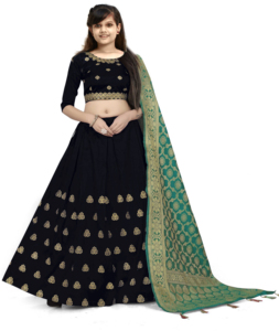 Shoryam Fashion Girls Ethnic Wear Silk Lehenga Choli Banarasi Dupatta |   Ensemble Ghagra Choli traditionnel pour enfants, vêtements de fête - Product Image 1