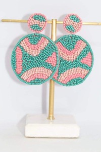 JAVED HANDICRAFTS Boucles d'oreilles pendantes perlées de créateur pour filles femmes Broderie tendance faite à la main Motif coeur coloré Saint-Valentin - Product Image 2