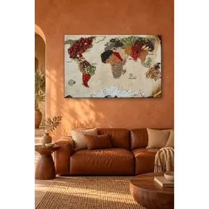 Impresión en Lienzo del Mapa del Mundo Fida Hecha con Especias y Granos - Product Image 3