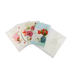 Пользовательский логотип УФ-печать новый дизайн полноцветный экологически чистый Ассорти красивые праздничные открытки с конвертами ручной работы