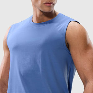Chaleco deportivo para hombre, camiseta sin mangas de secado rápido con cuello redondo, camiseta sin mangas holgada abierta de Color sólido - Product Image 5