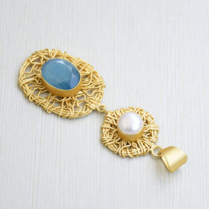 Ensemble de pendentifs en laiton doré plaqué or avec perles, serti à la main, bijoux unisexes tendance, fournisseur en gros - Product Image 3