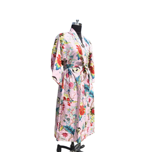 Kimono Albornoz de algodón Mujer Verano Frente abierto Ropa de dormir Bata Ropa de playa Vestido - Product Image 2