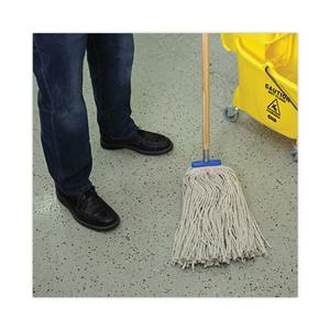 Boardwalk 24 Oz. Têtes de balai en coton blanc à tête plate, design rectangulaire, manche télescopique pour nettoyage et séchage, 12 par carton - Product Image 3