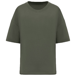 Camiseta Larga de Manga Corta con Cuello Redondo y Bordado para Mujer, Talla Grande, 100% Algodón Orgánico, 220g, Transpirable, Ecológica, Informal - Product Image 1