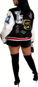 Chaqueta Universitaria Personalizada de Lana para Mujer, Chaquetas Universitarias al por Mayor, Chaqueta Deportiva Transpirable con Mangas de Cuero - Product Image 4