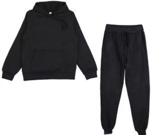 Conjuntos de Jersey de invierno de moda para hombres Nueva Sudadera con capucha roja Pantalones de marca negros Traje de Jogger informal Chándal Sudadera Mujer - Product Image 2