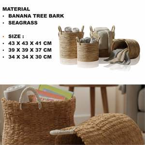 Ensemble de 3 paniers en écorce de bananier artisanale - Product Image 2