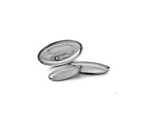 Bandeja Ovalada de Metal Pulido con Diseño de Puntos, Apta para Lavavajillas y Microondas, de Grado Comercial, Diseño Elegante - Product Image 1