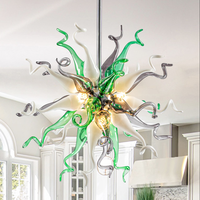 Lustres Sputnik LONGREE en verre soufflé à la main vert, luminaires de plafond pour salon, chambre à coucher, bureau