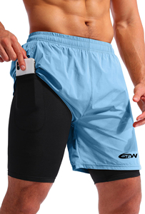 Shorts de course unisexe haute élasticité, séchage rapide, respirants, avec impression sublimée sur le devant, pour la gym, motif sportif confortable - Product Image 6